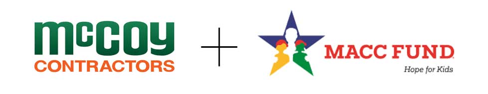 McCoy Contractors team presenting a donation check to the MACC Fund